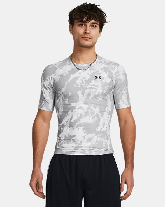 Men's HeatGear® Iso-Chill Printed Short Sleeve in Gray image number 0